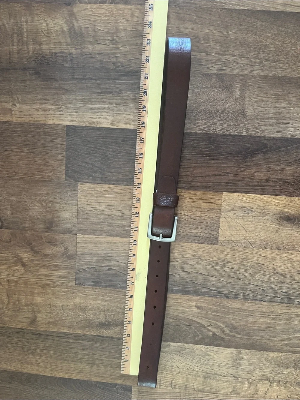 Men's Brown Leather Belt with Silver Buckle